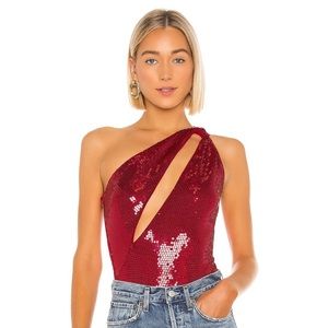 * NEW Lovers and Friends Moulin Bodysuit in Red L63